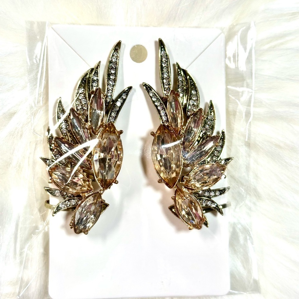 Glamorous Winged Crystal Earrings
